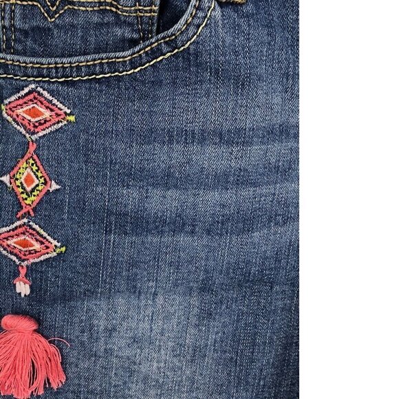 Vigoss Jean Shorts Girls Sz 16 Raw Hem Embroidered Denim 4" Inseam - Picture 4 of 9